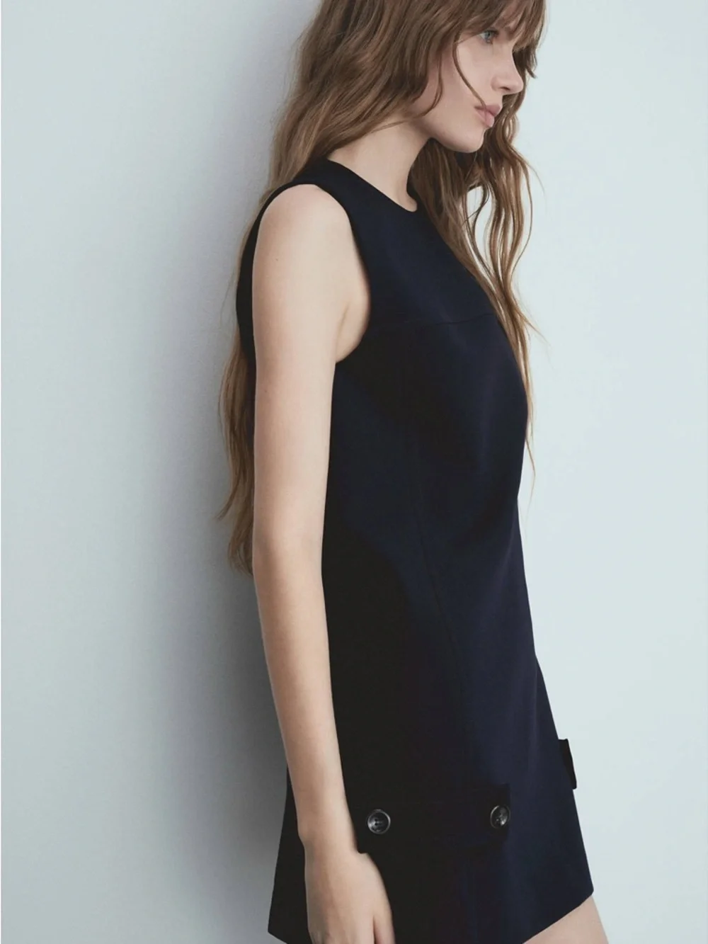 Mango Navy Sleeveless Mini Shift Dress Size 10 XL